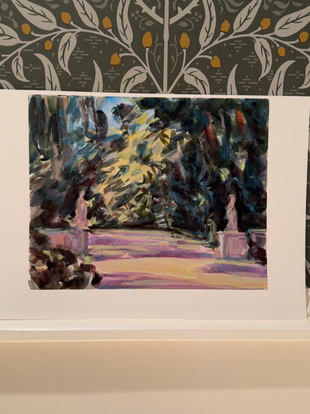 Original Garden Path 8x10 Watercolor Painting Sketch